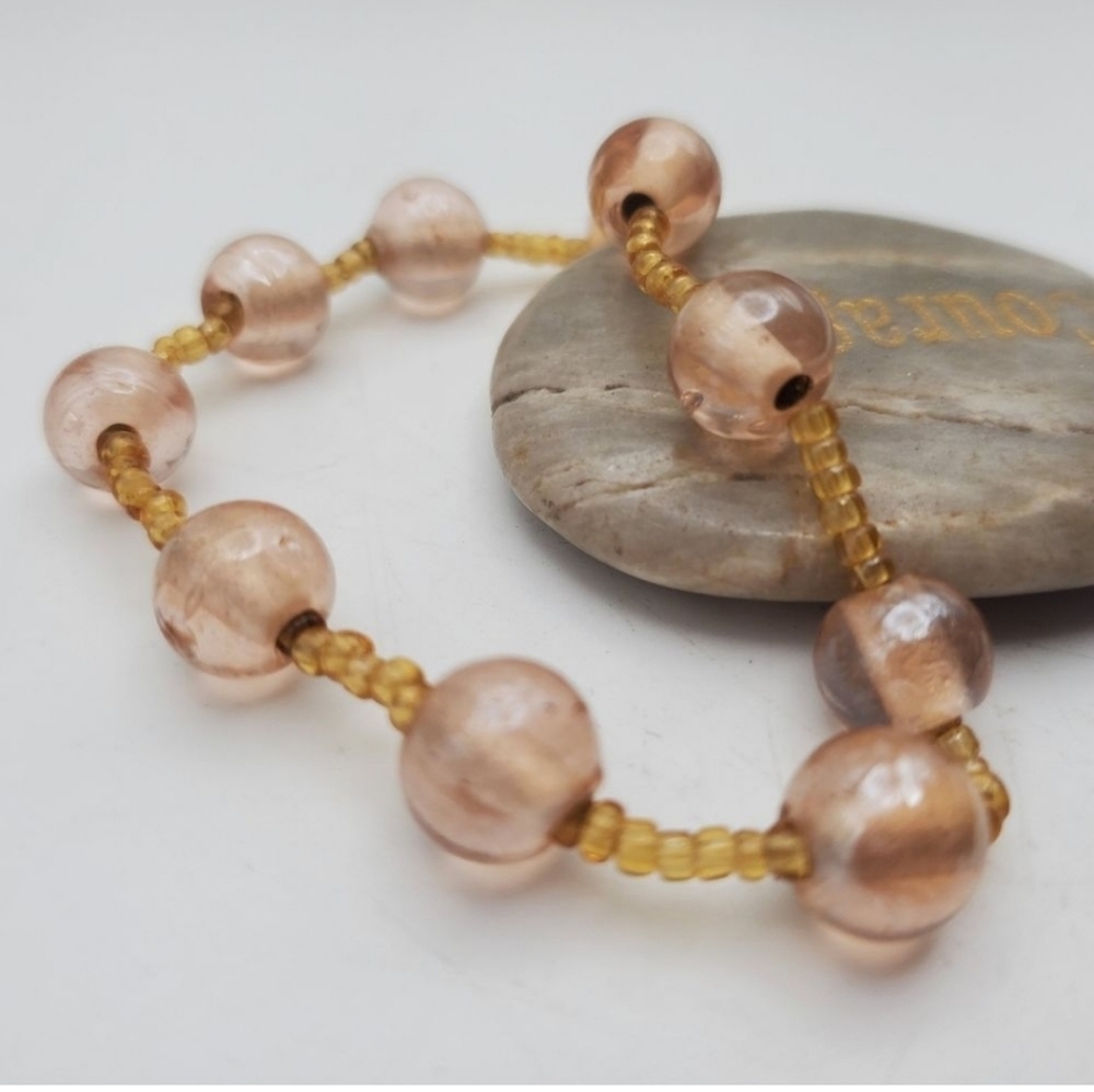 Pink champagne beaded elegant bracelet